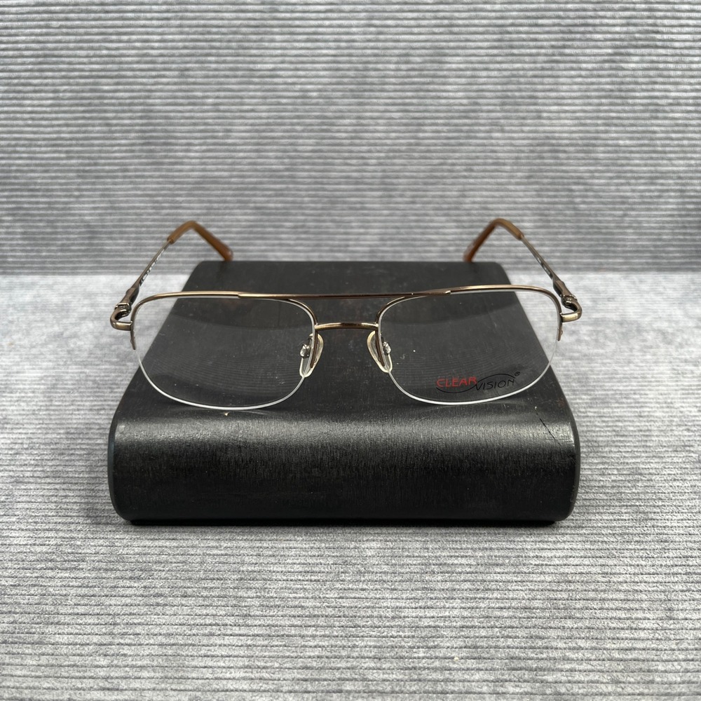 Clearvision Walter/N Antique Gold Aviator y2k Eyeglass Frames 54-18 Semi-Rimless